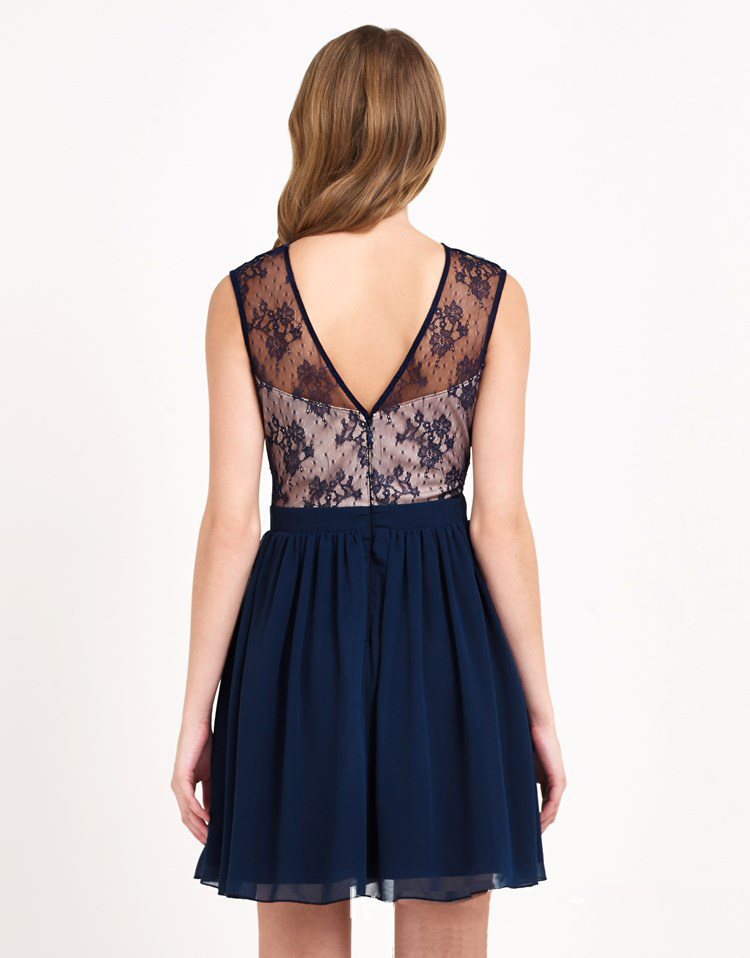 F2506 Euro Lace Panel Sexy A Line Dress